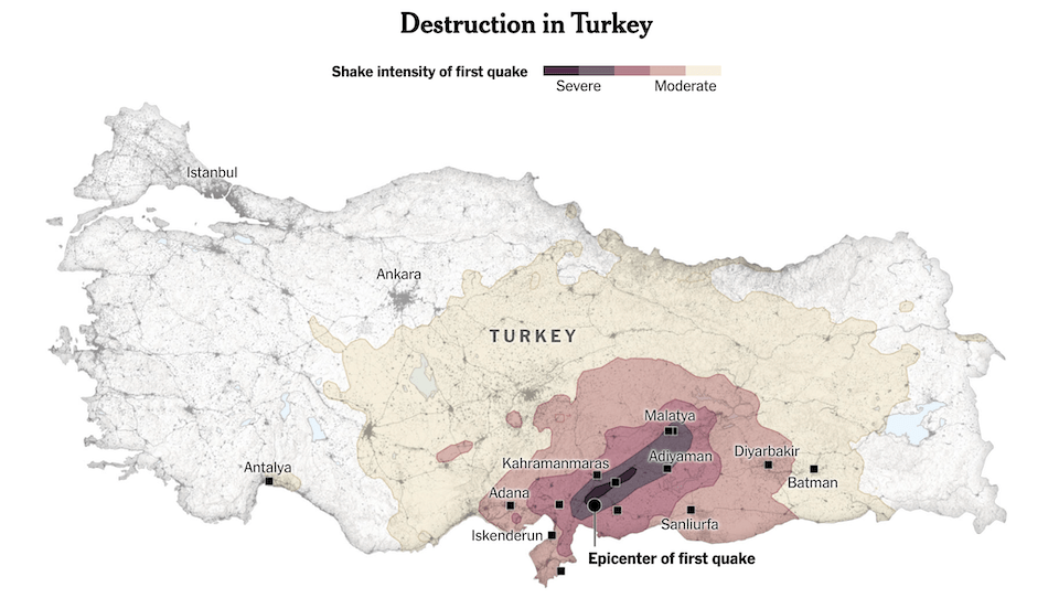 Σεισμός σε Τουρκία και Συρία: Η έκταση της καταστροφής σε χάρτες-2