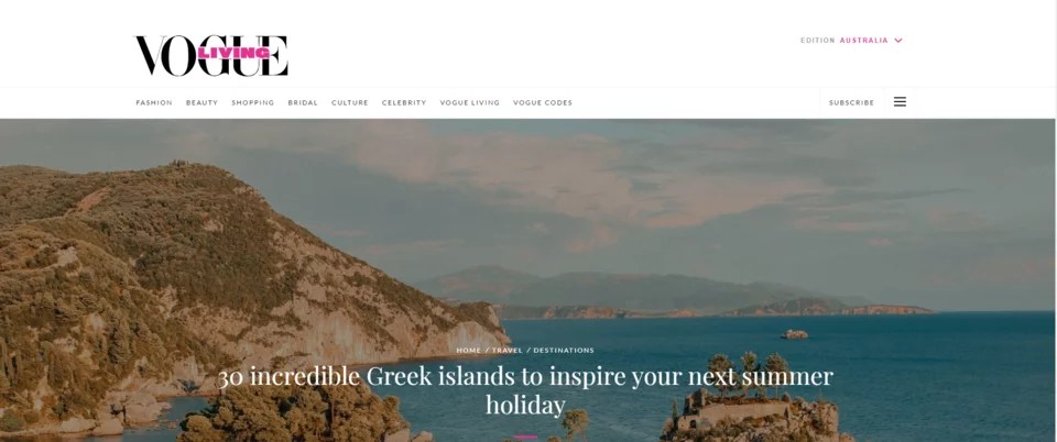 Το δημοσίευμα από τη Vogue Αυστραλίας για τα ελληνικά νησιά 